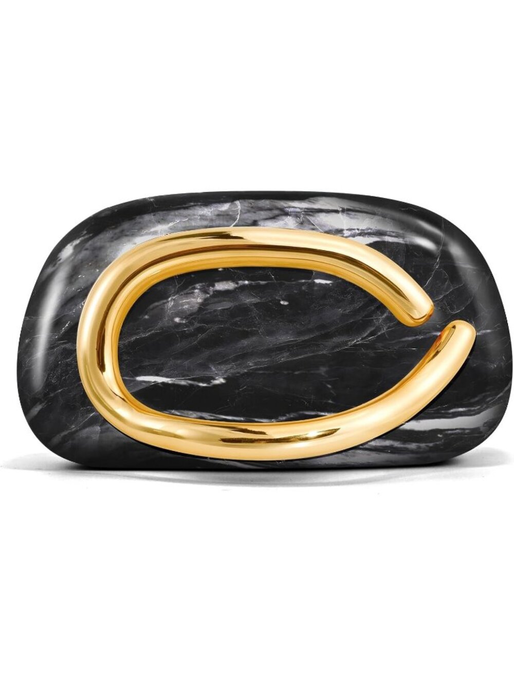 Women's Marble Black Acrylic Clutch Chain Handle Formal Evening Purse Bag
